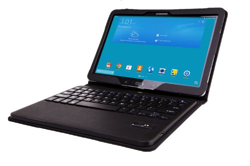 MoKo Abnehmbare Wireless Bluetooth Tastatur Drahtlose QWERTY Keyboard mit PU Leder Tasche Schutzhülle Ledertasche Lederhülle Hülle Case für Samsung Galaxy Tab PRO 10.1 SM-T520N Android Tablet, SCHWARZ - 2