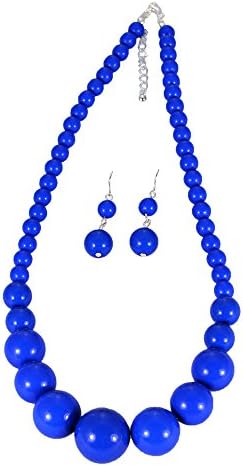 Blue Graduated Bead Necklace with Matching Earring