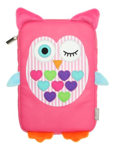 My Doodles Universal Hülle Sleeve Pouch Case für 7 Zoll (17,8cm) Tablet und E-Book Reader Kompatibel mit iPad Mini, Google Nexus 7, Samsung Galaxy Tab 3 7.0, Kindle Fire HD 7 Zoll und Tesco Hudl - Eule Pink