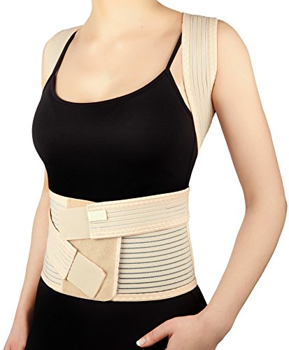 DELUXE UNISEX FULL BACK POSTURE CORRECTOR BRACE (Medium, 70-80 cm Waist)