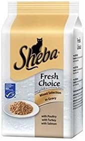 Sheba Fresh Choice Cat Pouches Mixed Selection in Gravy 6 x 50g (300g) (Pack of 4)