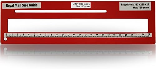 Royal Mail PPI Letter Size Guide Ruler Post Office Postal Price Postage in Red.