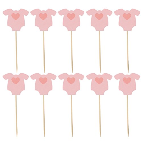 MagiDeal 10 Stück Baby Cupcake Toppers Kuchen Picks für Baby Shower Party – Hell-Pink, 13 cm - 8