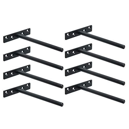 Sayayo Support à tablette flottante, support de tablette robuste invisible pour étagères en bois dissimulées, montage mural, finition noir mat en acier inoxydable, 8 pièces, EJY8006B-8P