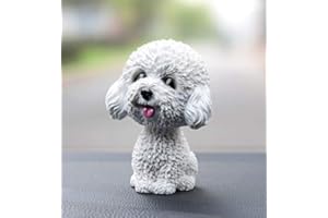 Fontee Car Nodding Dog Doll Cute Dog Ornaments Shaking Bobble Head Bobbing Head Dogs Puppy Car Interior Dashboard Decoration Creative Gifts for Car Home Desk Docoration (Teddy White)
