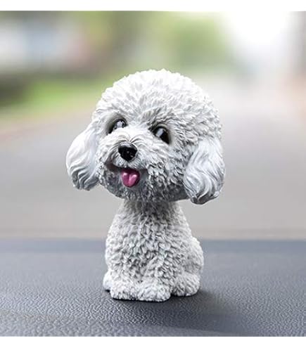 Bobblehead Chien En Résine – Tête Qui Balance – Tableau De Bord Ou Bureau – Cadeau Fantaisie