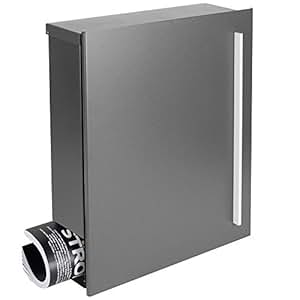 Design-Briefkasten mit Zeitungsfach 12 Liter grau-aluminium (RAL 9007