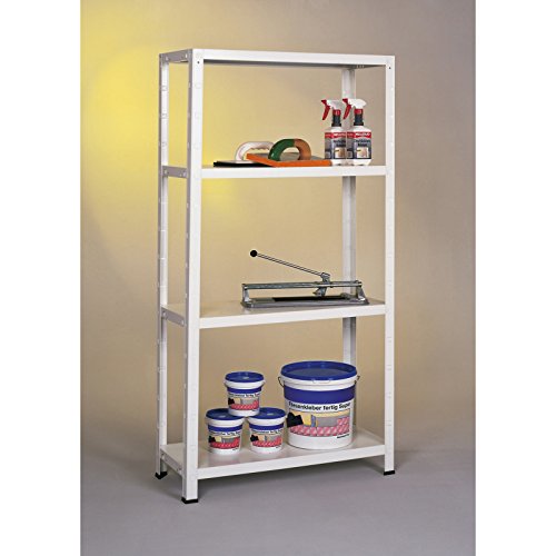 Regal Steckregal weiß Metall 180x90x40cm Regalsystem Steckregalsystem 4 Metall-Böden Traglast 260kg einfache Montage durch Stecksystem kein Verschrauben Schulte - 2
