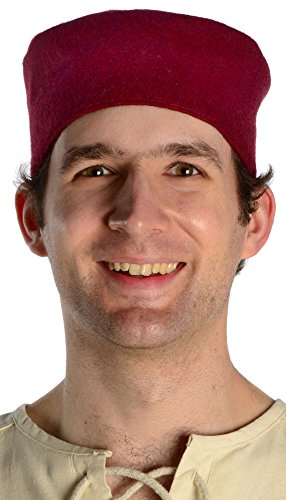 Preisvergleich Produktbild HEMAD Mittelalter Kappe dunkelrot L Wollfilz gefüttert