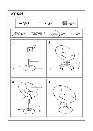 Esszimmerstuhl Clubsessel Schwarz Kunstleder höhenverstellbar Lounge Sessel drehbar – TYP 439S - 7