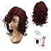 Produktbild Galatée Schöne Damen perücken gewellt Perücke Für Frauen Hitzebeständigkeit Cosplay Party Perücke 18 Zoll mit freier Perückekappe und Perückekamm (Wein Rot)