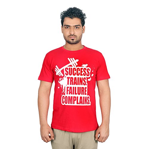 Vector X VTC-003-C Men's Round Neck Cotton T-Shirt (Red) (S)