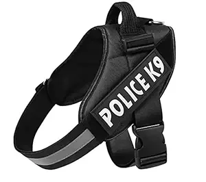 Globe Of Pets Service Dog Harness, Chest Body Belt for Dogs. Black Choke-Free Double Padded Vest with Adjustable Neck and Chest Dog Standard Harness (M)