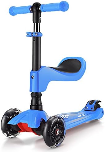 QFFL Scooter Can Sit Three-in-one Scooters Four-wheel Flash Child Scooter Sliding Block 5 Colors Optional 300*550mm (Color : A)