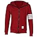 Produktbild Herren Sweatjack,Dasongff Herren gestreiften Kapuzenpullover Sport Strickjacke Pullover Tops (L, Rot)