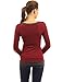 PattyBoutik Mama Trim Scoop Neck Maternity Tunic Top (Burgundy with Grey 14)