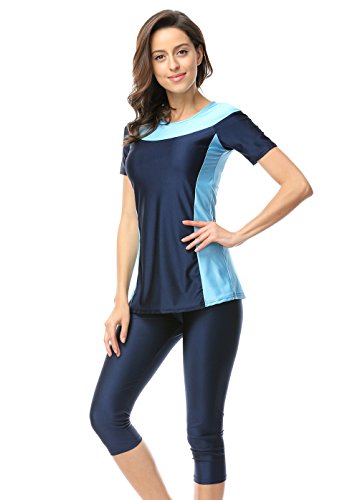 OUO Damen Muslimischen Badeanzug Wetsuit Wassersport Oberteil und Hose - 2