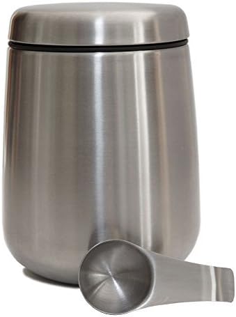 Home Coffee Canister Food Storage Container | Stainless Steel, Airtight, Scoop Spoon Included | The Ultimate Coffee Bean Vault | 18 oz