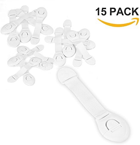 Baby Safety Locks, 15 Pack Cabinet Locks Child Locks Straps for Children Proof Cabinets, Drawers, No Drilling Needed with 3M Adhesive by Yanoza