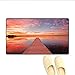 Produktbild LIS HOME Badteppich-Lange Ansicht des Bauholz-Plattform-Piers über See mit idyllischem Himmel an der Dämmerung Door Mat Small Rug Orange Lavander