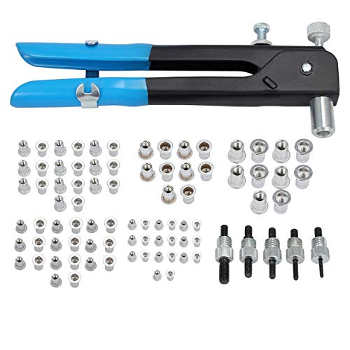 86 pcs filetée Rivet Écrou kit de Écrou Outil de Rivet Riveteuse Rivet Nutsert Gun Kit de pince à riveter à riveter Outil de pince à riveter Insert fileté pour filetage M3 M4 M5 M6 M8