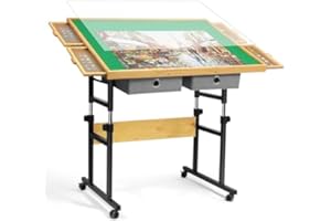 Truwheelz 1500 Teile verstellbare Jigsaw-Puzzleplatte für Erwachsene, 90 x 67 cm, Multifunktionale Puzzleplatte mit 4+2 Schubladen & Schutzhülle, 45-Grad Any-Angle Neigung für Arbeit, Übung & Freizeit