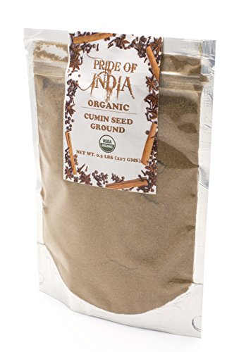 Pride of India – Cumin Seed Ground – Traditional Indian Spice – Seasoning spice for Curries/Lentils/Chicken/Meat – Easy to Store – 8oz. Medium Dual Sifter Bottle