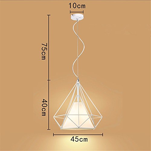 Preisvergleich Produktbild illumination KD Eisen Diamant Kronleuchter kreative Nordic Restaurant Wohnzimmer personalisierte Bar modernen minimalistischen einzigen Kopf, weiß verstellbare hängenden Länge 750mm Durchmesser 450 * 450mm