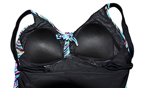 Attraco Damen Mehrfarbig Two Piece Bunten Streifen Tankini Mit Hotpants - 6