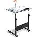 Produktbild DlandHome 60 * 40cm Computertisch Lernen Schreibtich Pflegetisch Bettisch Frühstückstisch Höhenverstellbar mit Rollen Beistelltisch für Büro Schlafzimmer Mit Tablet-Steckplatz Schwarz