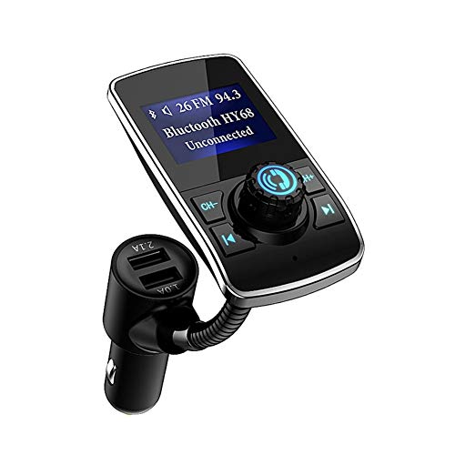 Aigoss Trasmettitore FM Bluetooth, Auto con CVC Tecnologia Funzione di Memoria Radio Adattatori Vivavoce Car Kit 2 Porte USB 5V 1.0A/ 2.1A Carica Rapida, LCD da 1,44 Pollici per Scheda TF, USB Port