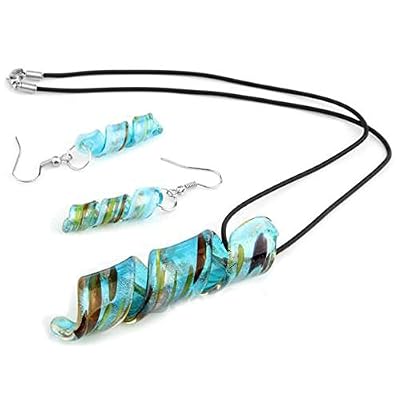 Skyllc® Réglez Swirl Murano en verre de Murano Collier Boucles d'oreilles perles FASHION