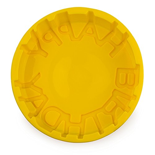Silikonform für Geburtstag – Kuchen, Geburtstags – Geschenk, Party – cake, Happy Birthday direkt auf dem Kuchen, Kinder – Geburtstag, Süßigkeiten, Nachtisch, Back – Form, Farbe: Gelb - 2