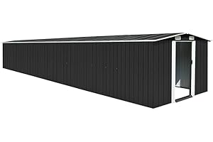 vidaXL Capanno da Giardino Rimessa per Attrezzi Moderna Robusta Resistente Casetta per Esterni Ventilato Antracite 257x779x181cm in Acciaio Zincato