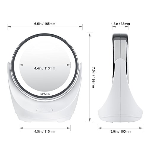 Spaire Kosmetikspiegel LED 10-fach Vergrößerter Schminkspiegel mit Licht Doppelseitiger Vergrößerungsspiegel mit 360°Drehbar für Kosmetik und Hautpflege - 2