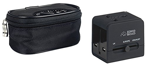 Preisvergleich Produktbild moses. 80222,Fernweh Reise-Universaladapter mit USB-Anschluss,Schwarz