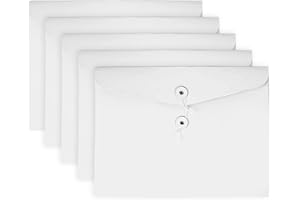 VANRA Kraft String Envelope File Folder Project Pockets File Jacket Document Organizer Flat-No Expansion A4 Letter Size (White, Pack of 5)