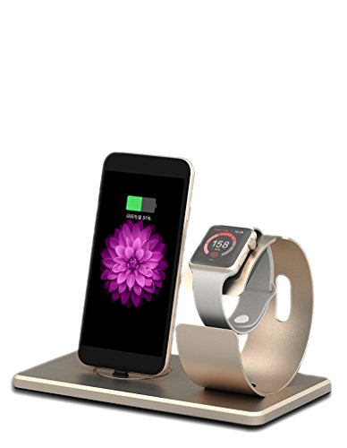 iProtect Aluminium Ladestation Halterung für Apple Watch und iPhone 5, 6, 7 in gold
