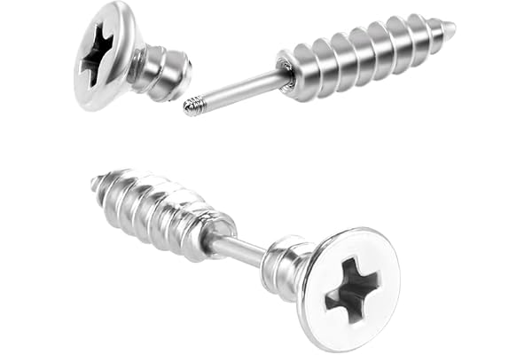 LEEQ 2 st kvinnor män punk rostfritt stål skruv örhängen smycken silver (-)