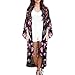 Produktbild KIMODO Damen Sommer Boho Chiffon Kimono, Frauen Sommer Floral Open Cape Casual Coat Loose Bluse Kimono Jacke Strickjacke Bikini Cover up Gedruckt Tops Jacke Cardigan Blusen Beachwear (S, Schwarz)