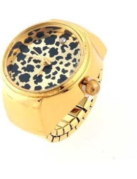 Gleader Rund Ringuhr Finger Uhr Finger uhr Uhrenring Leopard Gold Top