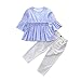 Produktbild Babykleidung Mädchen 3/4 Arm Blusen Shirt Crop Tops mit Volant + Jeans Denim Hosen Kinderbekleidung Streetwear Kleider Set Kinder Kleidung Sommer Outfits (0-6T) Longra (Blue, 100CM 2Jahre)