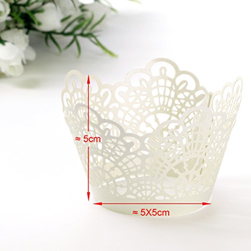 24 x Laser Cut Kuchen Cupcake Wrapper Verpackung Dekoration Muffin Hülle für Hochzeit Party Cupcake Dekoration Muffinförmchen Neu - 7
