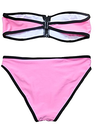Kkia Damen Mädchen Neopren Padded Bademode Push Up Badeanzug Bikini Set mit Reißverschluss - 2
