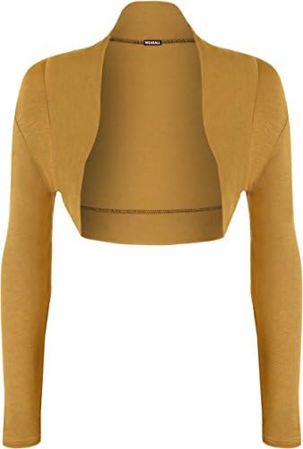 Ladies Long Sleeve Shrug Bolero Cardigan Top UK Size 8-14 by Star Trendz (S/M (UK 8-10), Mustard)