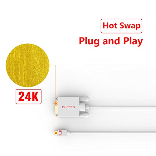 ELUTENG Mini DisplayPort DVI Adapter 1m Mini DP zu DVI Stecker Konverter Kabel 1080P Signal Konverter in Weiß - 6