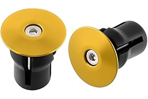 Xzenuo Bouchons de Guidon en Aluminium - Bouchons de Extrémité de Guidon Légers et Résistants pour VTT, Vélo de Route et Ville, Compatibles avec Poignées 17-23,5 mm (Golden)