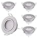Produktbild HCFEI 5er Set 7W LED Einbaustrahler 230V Flach 3-Stufen Dimmbar 68mm Loch incl. 6x dimmbar GU10 LED Modul Warmweiss 3000K, 610Lumen, Ra >80, Nickel Gebürstet, Rund 120°Abstrahlwinkel, Schwenkbar