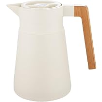 Pichet Isotherme 1.5L - Acier Inoxydable 304 - Conservation 24h - Manche Bois - Versement Sans Goutte - Beige