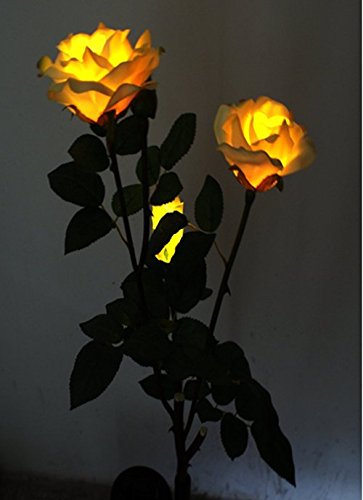 FRE solarbetrieben, künstliche Rose LED Licht, Querformat, Gelb - 3